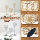 3PCS Crystal Candle Holders Metal Wedding Home Dinner Decoration Candlelight Set