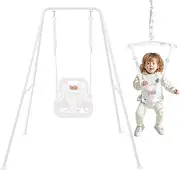 FUNLIO 2 in 1 Swing Set for Toddler & Baby Jumper - White