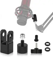 Microphone Mount Adapter for Hyperx Quadcast with 3/8" or 1/4" Screw Adapter, Works with HyperX QuadCast Microphone Stand & Boom Arm Durable Replacement Accessory for Mic (Black)