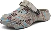 [MEIAGDT] Men's Garden Clogs Slip-On Mules Outdoor EVA Lightweight Non-Slip Breathable Soft Summer Sandals with Arch Support Adjustable Back Strap Leisure Sports Beach Camping Holiday Slippers