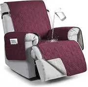 LIWEGHT Chair Covers for Recliner Couch Covers for Dog Waterproof Sofa Covers for Pets Non-Slip Sofa Slipcover Thick Quilted Couch Protector with Elastic Strap for Kids Washable（Wine Red）