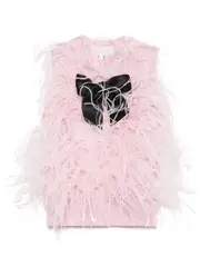 [SHUSHU/TONG] Ostrich Feather Embellished Knit Top
