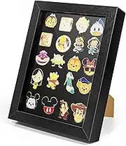 7x9 Enamel Pin Display Frame, Pin Collection Shadow Box, Desktop and Wall Display, Pin Display Case, Black, CHMLK06