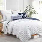 Jenny Mclean Swiss Dots Reversible Bedspread Comforter Coverlet Blue White King