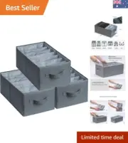 Maximize Your Wardrobe with Set of 3 Grey Storage Boxes - Versatile & Stylish