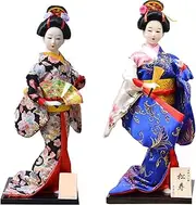 Set 2 Pieces Traditional Japanese Dolls Geisha Girl Geiko Kimono Ancient Doll Home Collection Art Decoration,A1,12 inch/4161 (Color : B6, Size : 12 inch)
