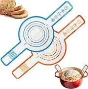 2Pcs Silicone Baking Mat, 8.3 Inch Round, Blue, Orange, Fibreglass & Silicone, Non-Stick, Dishwasher Safe, Perfect for Dutch Oven, Baking, Cooking