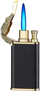 Gas Lighter,Dual Flame Lighter, Crocodile Metal Windproof Jet Torch Gas Butane Cigarette Lighter for Father&Brithday Gift (Without Gas) (Black)