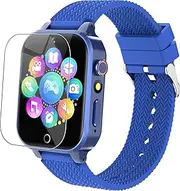 Smart Watch for Kids 4-12 Years Boys Girls Aluminum Case Touchscreen Learning Toys 26 Puzzle Games (Blue)