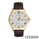 【CITIZEN 星辰】棕色皮革手錶(BF2023-01A)