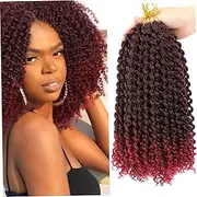 Crochet Hair, 18 Inch Wine Red Braiding Hair, Natural Looking High Temperature Silk Curly Wig for Women Girls