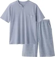 [Gunze] SG1155 Men's Acedron Men's Short Sleeve Cropped Pants, Sweat Absorbent, Quick Drying, Room Wear