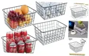 Wire Storage Basket 4 Pack, Perfect Kitchen Pantry Organization Storage Black