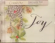 Counter Art 12" x 15" Joy Mistletoe & Pinecone Glass Counter Saver FREE SHIPPING