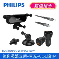 在飛比找momo購物網優惠-【Philips 飛利浦】DLK3416N 迷你車用吸盤支架