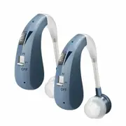 Rechargeable Hearing Aids for Seniors,Elderly Noise Cancelling Headphones Wireless Hearing Amplifiers 2 Pcs Blue