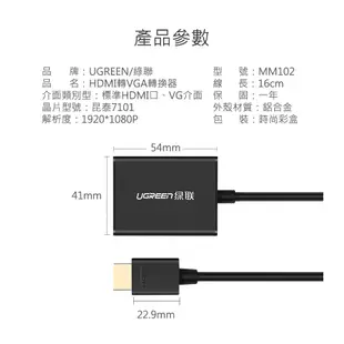 【綠聯】 HDMI轉VGA轉換器 Aluminum版 黑色
