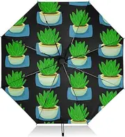 [RPLIFE] Travel Umbrella, Lightweight Durable Auto Open Close for Women, Travel Umbrellas for Rain, Wind and Sun, Potted Green Succulent Plants