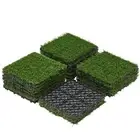 12" x 12" Artificial Grass, Turf Tiles Interlocking Self-draining
