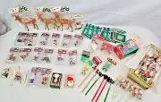 VTG LOT MINIATURES ELVES REINDEER CUTE PENCILS MINI DECOR & OTHER AWESOME ITEMS.