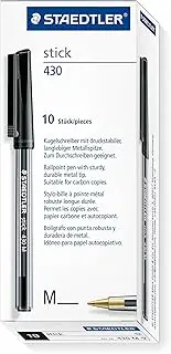 STAEDTLER Stick 430 M-9 Ballpoint Pen Medium - Black (Box of 10)