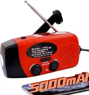 5000mAh Emergency Crank Weather Radio, iRonsnow NOAA/FM/AM Solar Radios, Portable Survival Radio with SOS, Earphone Jack, 1W 4 Modes LED Flashlight, Cell Phone Charger for Camping Hiking