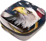Period Bag,Sanitary Napkin Storage Bag,American Eagle on American Flag,Tampon Holder for Purse
