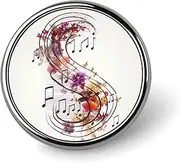 [FZMVSQH] Musical Note Floral Printed Round Button Pin Badges Metal Pinback Buttons 1 Inch Pins for Hat Shirt Clothing Bags Decoration, Circular, Aluminum