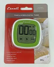 Escali Touch Screen Large LCD Display Digital Timer, Green, Magnetic 3"x3"