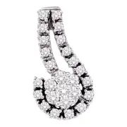 14k White Gold Round Diamond Cradled Flower Cluster Pendant 1/4 Cttw