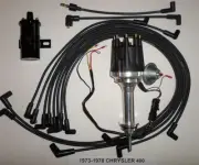 small cap CHRYSLER 73-78 400 BLACK HEI Distributor + 45K Coil + Spark Plug Wires