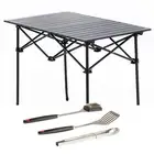 Adventure Kings Portable Aluminium Roll-Up Camping Table + BBQ Tool Set 3-Pack
