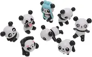 8pcs Car Panda Ornament Car Decor Statue Decor Festival Ornament Cake Toppers Mini Dolls Decoration Mini Figurine Car Trim Home Decor Showcase Decor Household Vinyl Car Supplies