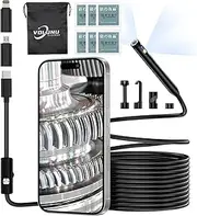 Dual-Lens Borescope,Endoscope Camera with Light,1920P Snake Inspection,16.5FT Semi - Rigid Cable, Compatible with Android, iPhone and iPad.