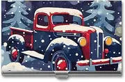 [VFMKT] Slim Metal Business Card Holder Portable Business Card Case Pocket Name Card Holder Truck in Snow Wallet for Men Women Office Travel