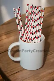 Eco-Friendly 7.75" CASINO CARD SUITS Design Paper Straws (Pack Of 25)