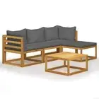 Outdoor Lounge Set of 5 Acacia Wood Modular Sofa With Cushions Stylish Furniture