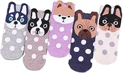 [Minkissy] 5 Pairs Socks Dog Patterned Short Cotton Socks Comfortable and Stylish