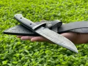 custom handmade damascus steel 13"bowie knife micarta handle with damascus clip
