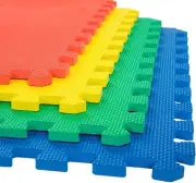 Interlocking Play Mat with 12 mm Thickness -Set of 8 Tiles (Multicolour)