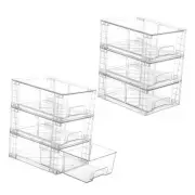 6 Pack Stackable Storage Drawers,Clear Acrylic Drawer Organizers with