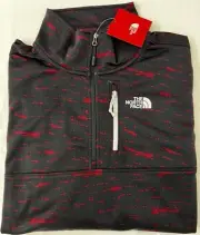 NWT The North Face Mens Medium Black/Red Camo 1/2 Zip Pullover