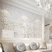 Yizunnu Hanging Room Divider Made of PVC Panels Screen,Room Divider for Decorating Living Room, Dining Room, Sitting Room, Office, Restaurant Decoration(White, 12 pcs)