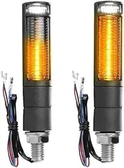Motorcycle Indicators Flowing Turn Signal Lights UN&IVE&RSAL M10 Motorcycle Fr&on&t Rear led Turn Signal Lights DRL Flowing Water Indicators Signals Light 12V(2pcs White Amber)