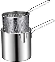 WeiLaiKeQi Stainless Steel Deep Frying Pot with Basket for Kitchen,Tempura,Fries Chicken
