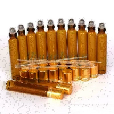 27pcs Stainless Steel Metal Roll on Bottles Cobalt Glass Roller Ball 10ml Amber