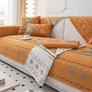 KCCRHIN Boho Style Couch Cover 3 Seats 2024 New Chenille L Shape Sofa Cover for 2 3 4 Cushion Non-Slip Washable Couch Slipcover All-Season Generic Sofa Protector for Dogs,Orange,90*180cm/35.4*71in