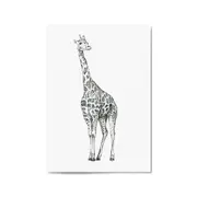 Detailed Giraffe Drawing Safari Animal Wall Art #1