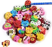 35PCS Fun Animal Fruit Pencil Topper Erasers for Kids Bulk,Cute Top Erasers Caps for Pencil,Back to School Party Gifts (Pattern Random)