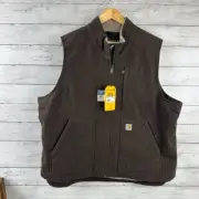 NWT Carhartt Women's RELAXED FIT WASHED DUCK SHERPA-LINED VEST Dark Brown XXL